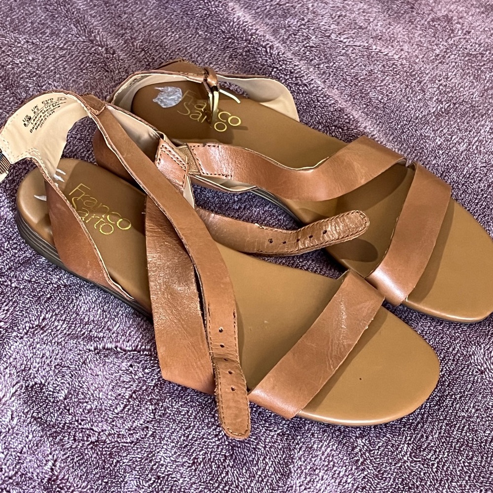 Leather Crisscross Slingback Sandals